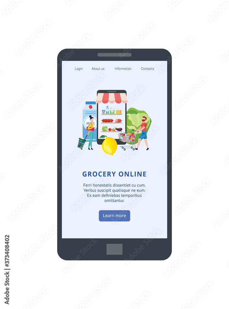 Phone with food delivery app interface flat cartoon vector illustration isolated. Phone with food delivery app interface flat cartoon vector illustration isolated.