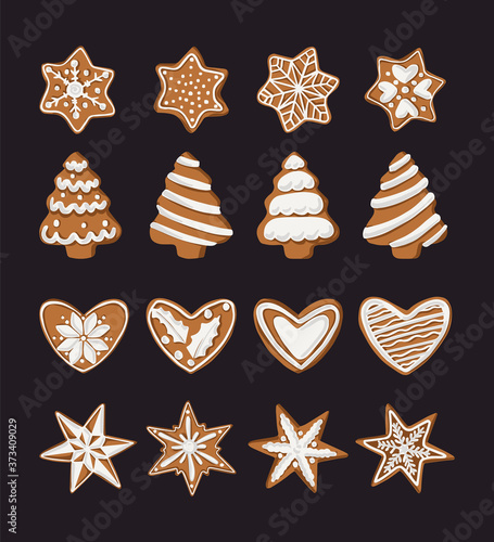 Christmas gingerbread cookies set