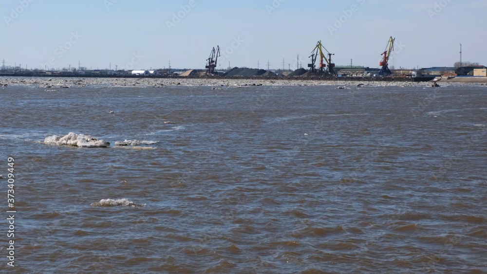 Floods and ice jam of the Ob river.