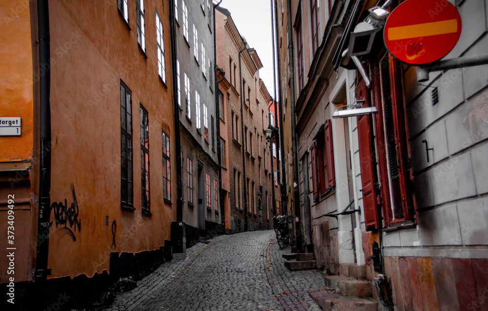 narrow street in stockholm