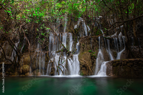 Ka Ngae Sot Waterfall 3 st floor at Thung Yai Naresuan Wildlife Sanctuary National Park  East side  - Tak Province of Thailand