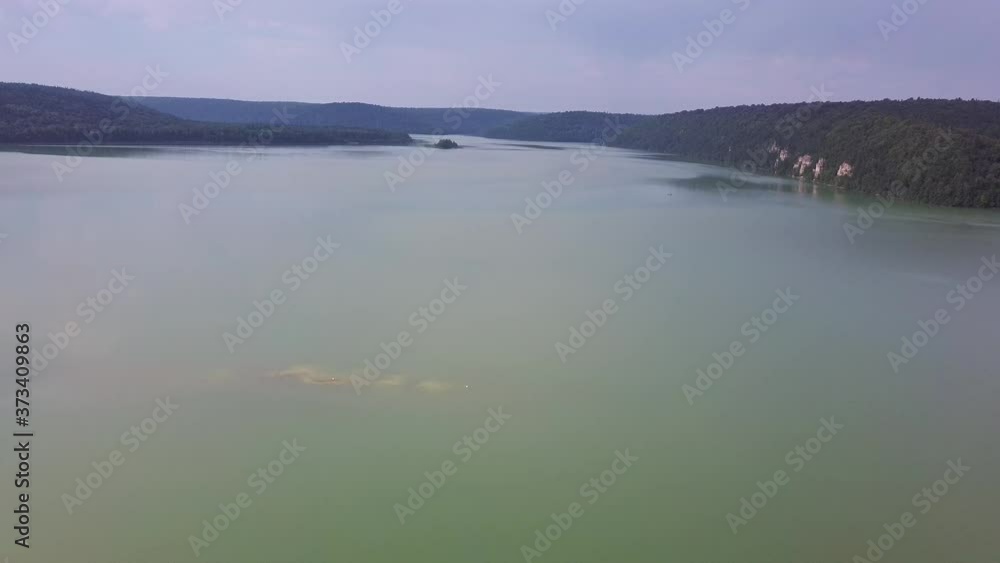 Aerial video filming of beautiful mountain lake Aerial video filming of beautiful mountain lake