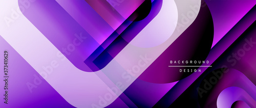 Vector geometric abstract background with lines and modern forms. Fluid gradient with abstract round shapes and shadow and light effects