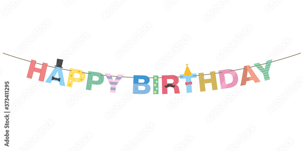 Obraz premium 誕生日 ガーランドフラッグの飾り素材