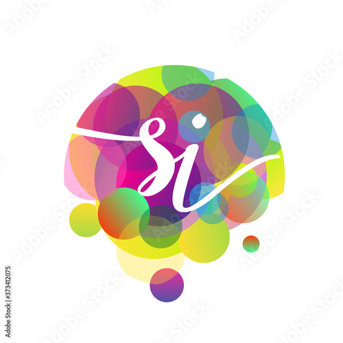 Letter SI logo with colorful splash background, letter combination logo design for creative industry, web, business and company.