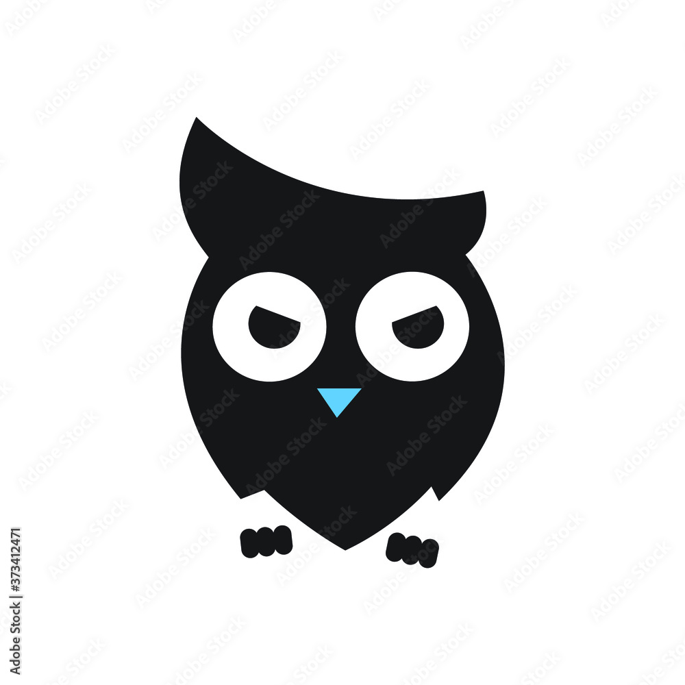 Cute Owl Angry Vector Illustration for Icon, Emoji, and Symbol. EPS 10 Editable Stroke