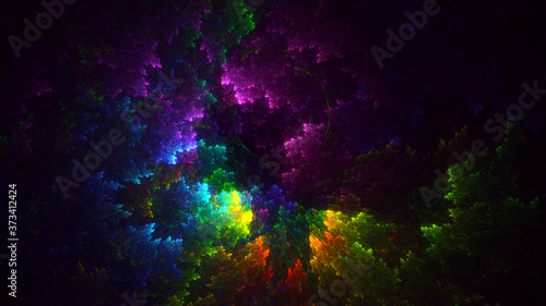 3D rendering abstract multicolor fractal light background