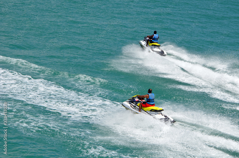 Week-end jet-ski boaters on the Florida Intra-Coastal Waterway Week-end jet-ski boaters on the Florida Intra-Coastal Waterway