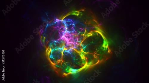 3D rendering abstract multicolor fractal light background