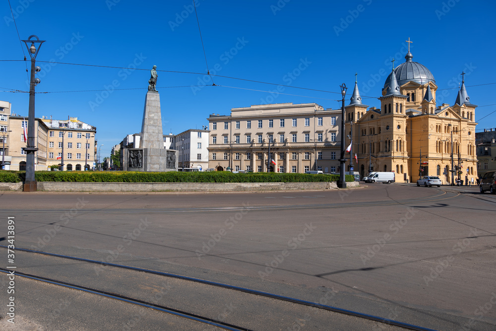 Freedom Square in City of Lodz in Poland - obrazy, fototapety, plakaty 