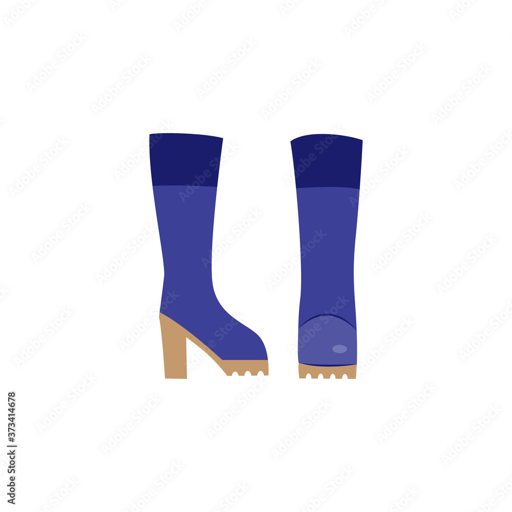 Blue high heel winter or autumn boots isolated on white background Blue high heel winter or autumn boots isolated on white background