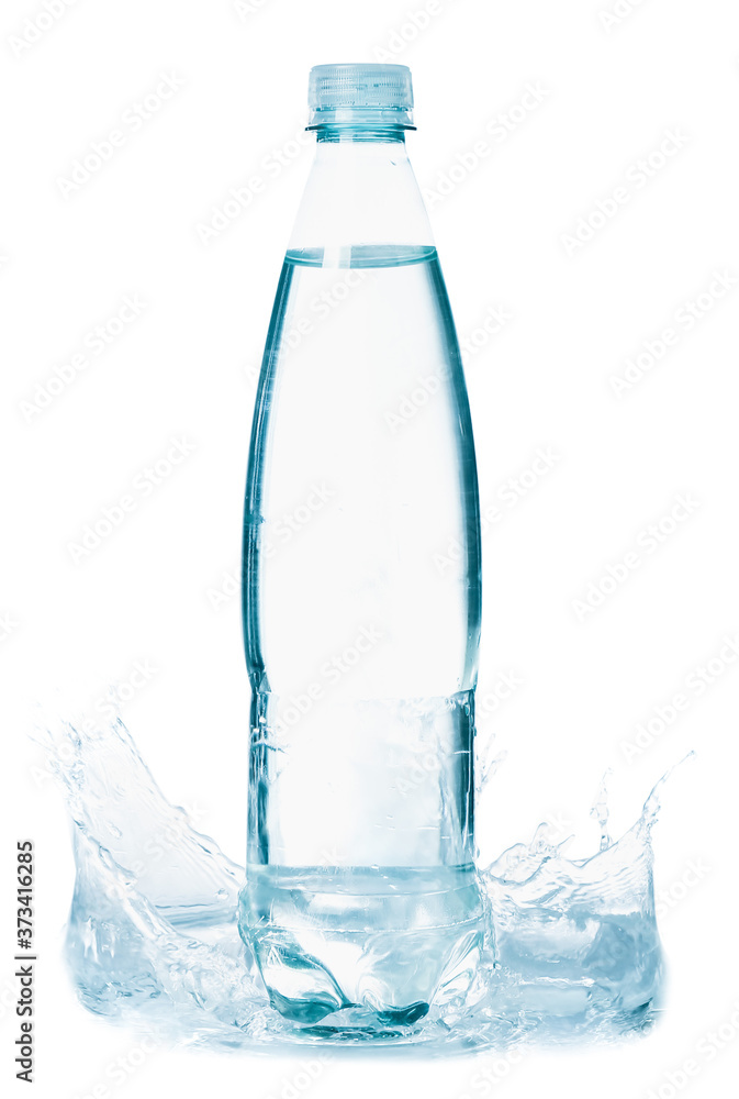 Bottle of clean water with splash on white background Bottle of clean water with splash on white background