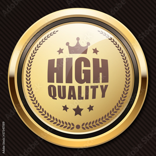 High quality badge blonde glossy gold metallic luxury logo