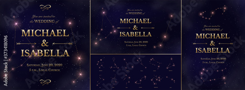 Wedding invitation with starry night sky design