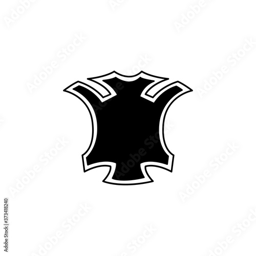 Dynamic shield badge shape isolated on white background