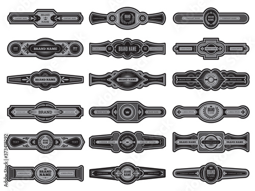 Cigar label set. Badges or vintage logos for cigar vector template. Illustration cigar label, badge emblem cigarette