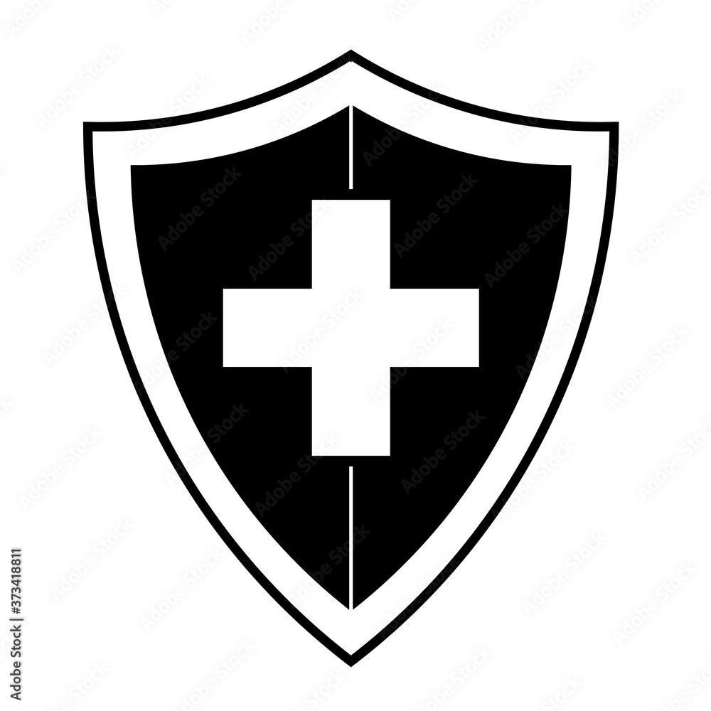 Immune system, medical shield icon in trendy flat style design Immune system, medical shield icon in trendy flat style design