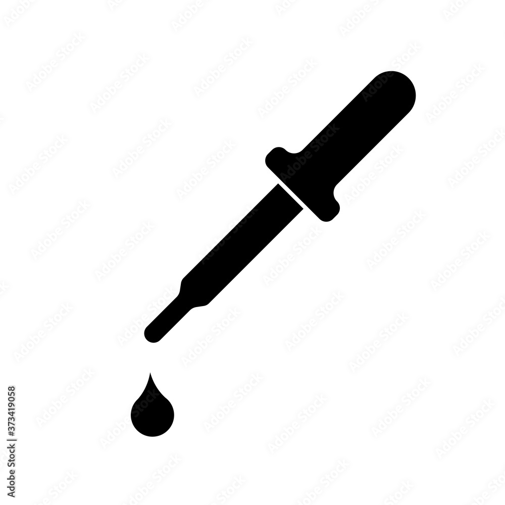 Simple flat pipette illustration icon with drop for web design