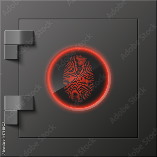Black steel safe door. Armored box background. Door safe bank vault combination lock. Reliable data protection. Long-term savings. Deposit box safe icon. Protect personal information. Safe lock banner