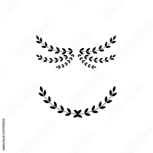 Black wreath divider set - isolated arched laurel branches with leaves