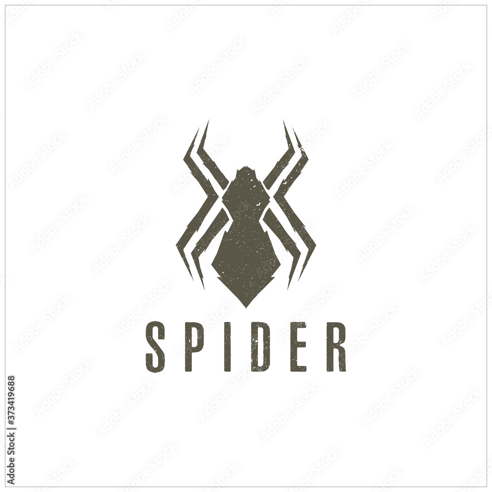 Stock Vector Rustic Black Spider Logo Design Stock Vector Rustic Black Spider Logo Design
