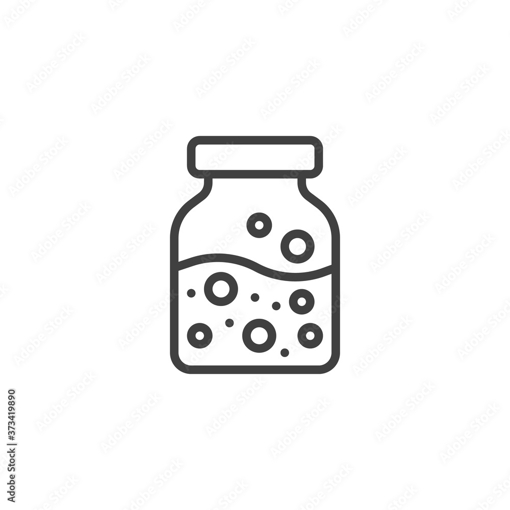 Poison jar line icon. linear style sign for mobile concept and web design. Magical drink, potion outline vector icon. Symbol, logo illustration. Vector graphics