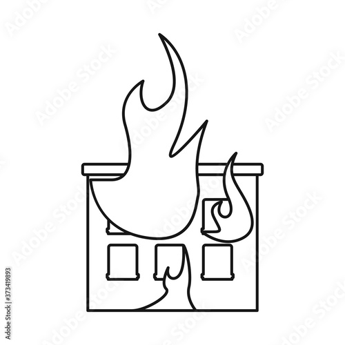Vector design of house and flame sign. Collection of house and burning stock symbol for web.