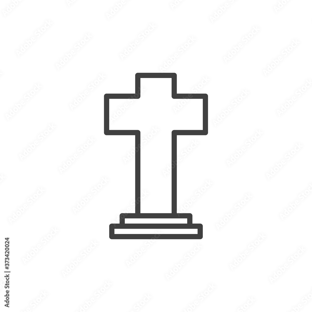 Cross tombstone line icon. linear style sign for mobile concept and web design. Halloween grave outline vector icon. Symbol, logo illustration. Vector graphics Cross tombstone line icon. linear style sign for mobile concept and web design. Halloween grave outline vector icon. Symbol, logo illustration. Vector graphics