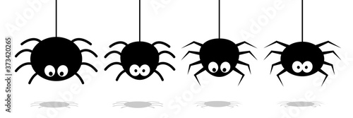 halloween spider's web vector. black spider on white background. danger insect. horror banner, scary poster. cobweb isolated decoration stock illustration. october holiday flyer mockup mock up