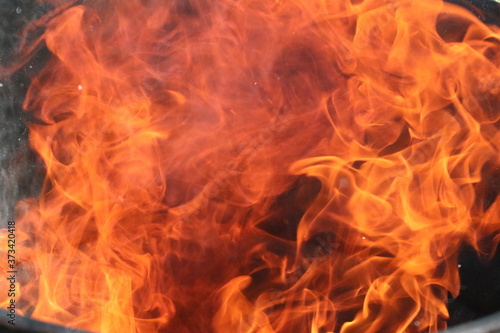A close up of a fire