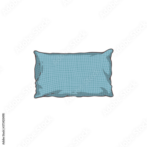 Narrow pillow or cushion from plaid fabric vector sketch illustration isolated.