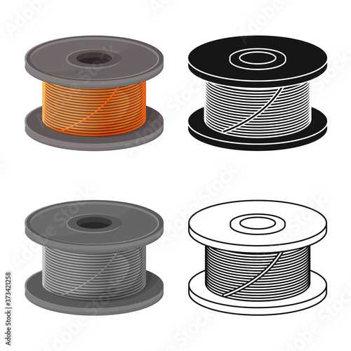 Vector illustration of coil and spiral symbol. Graphic of coil and metal vector icon for stock.