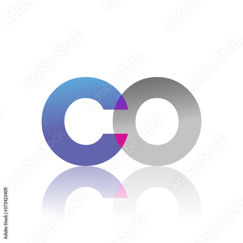 Initial Letter CO Lowercase overlap Logo Blue, pink and grey, Modern and Simple Logo Design.