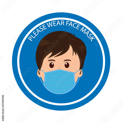 vector medical face mask and text concept prevent Covid-19 or Corona Virus