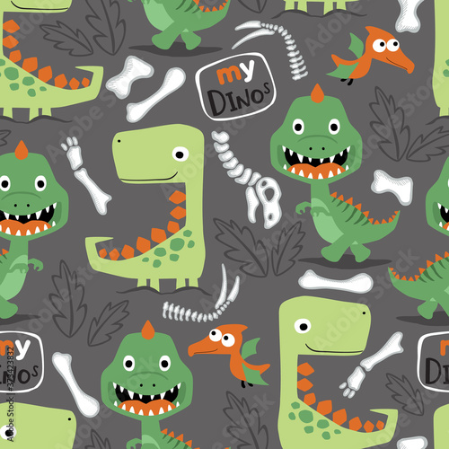 seamless pattern vector of dinosaurs cartoon