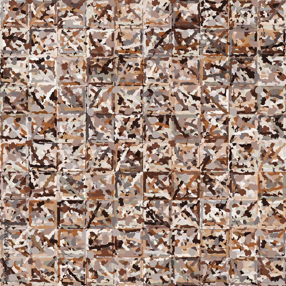 Seamless pattern. Checkered camouflage consisting of casually painted squares. The colors of rusty iron. Seamless pattern. Checkered camouflage consisting of casually painted squares. The colors of rusty iron.