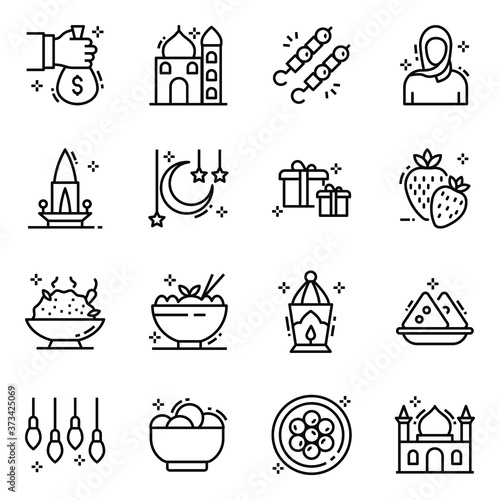 
Eid Festival line Icons Pack 
