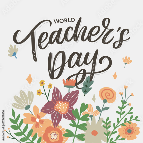 Happy Teacher's day inscription. Greeting card with calligraphy. Hand drawn lettering. Typography for invitation, banner, poster or clothing design. Vector quote.