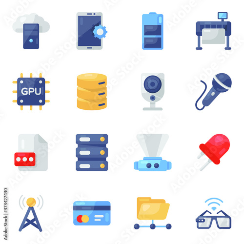 
Technological Gadgets Icons in Modern Flat Style Pack 
