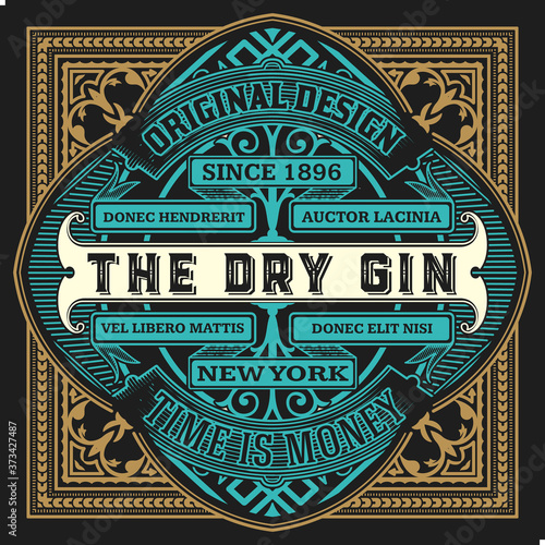 Vintage Gin label. Vector layered