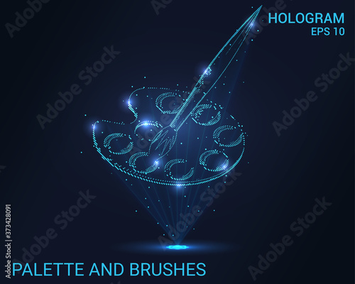The hologram palette. Holographic projection palette. A flickering energy stream of particles. Scientific design palette.