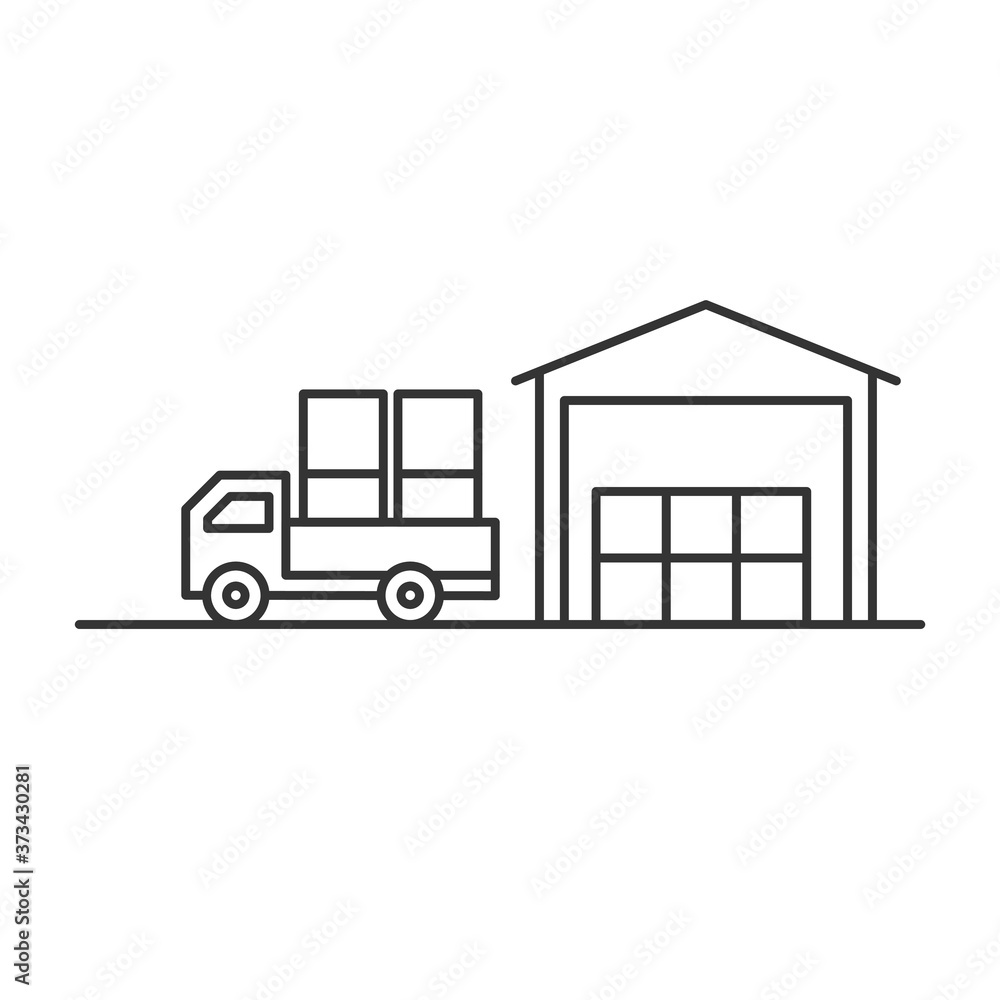 Warehouse transportation line icon illustration vector symbol Warehouse transportation line icon illustration vector symbol
