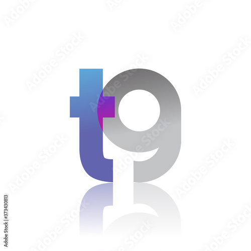 Initial Letter TG Lowercase overlap Logo Blue, pink and grey, Modern and Simple Logo Design.