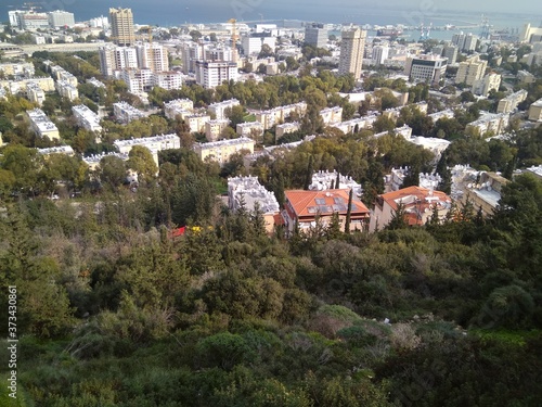 A panoramic top view of Haifa in Israel.