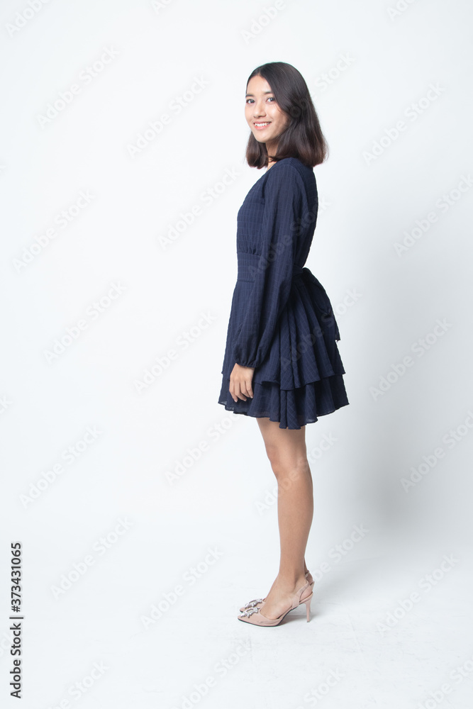 Full body side view of beautiful young asian woman. Full body side view of beautiful young asian woman.