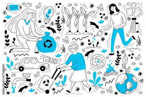 Ecology doodle set
