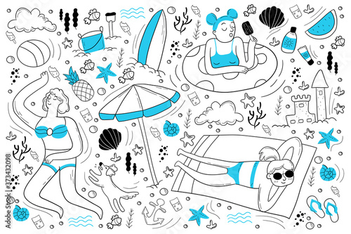 Beach doodle set