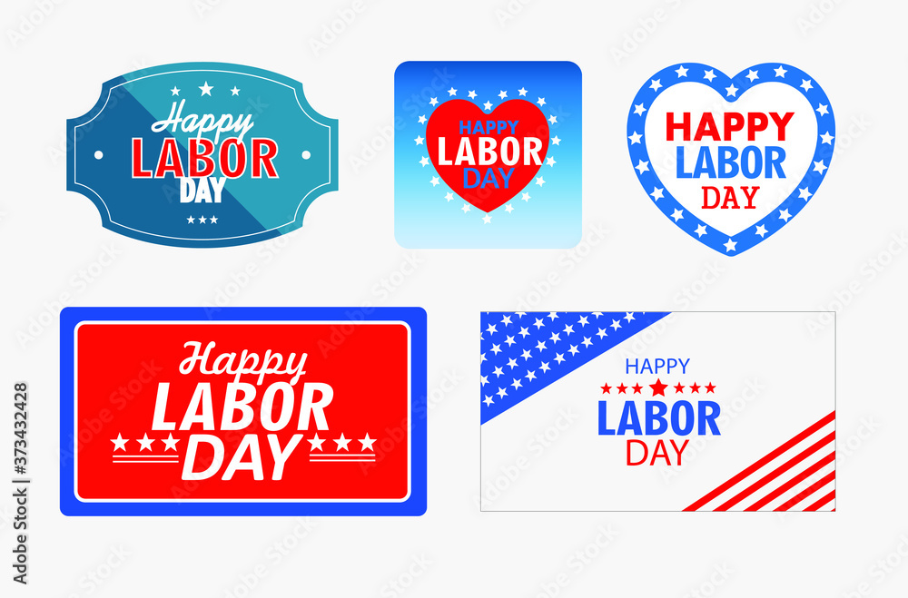 happy labor day  web icons or banners, set