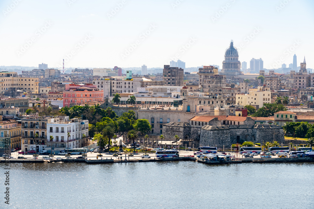 The center of Old Havana seen from the riverside.