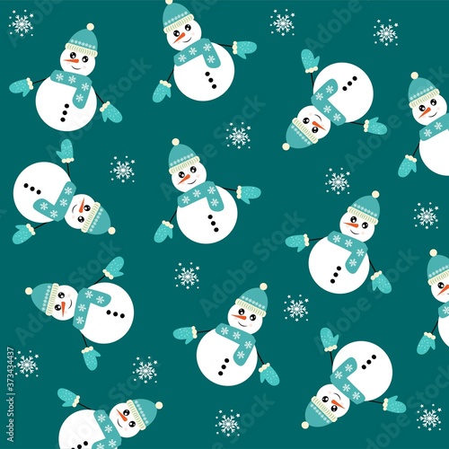 Fototapeta Naklejka Na Ścianę i Meble -  christmas snowman pattern vector illustration